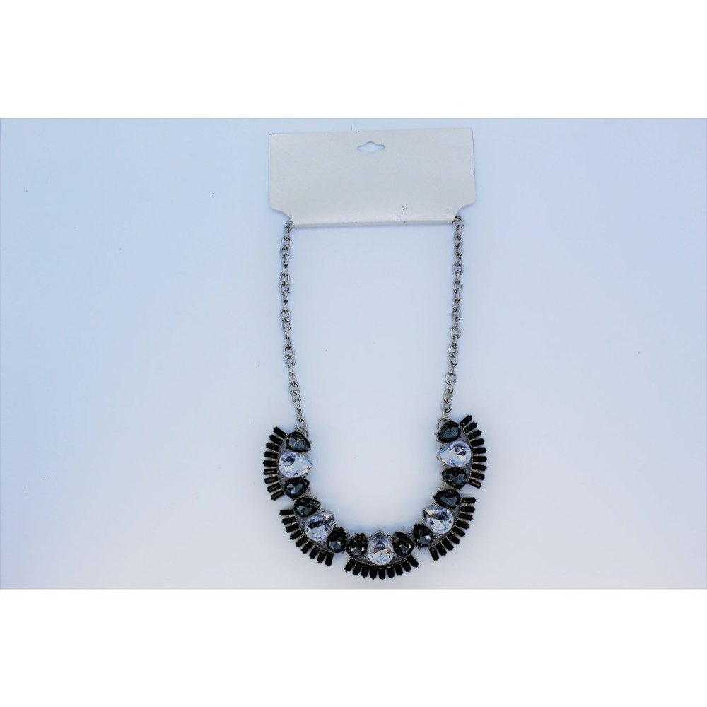 Silver Toned Faux Diamond Chain Statement Necklace BRAND NEW Fashion Jewelry